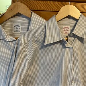 Two Brooks Brothers Blue Striped Button Down Shirt